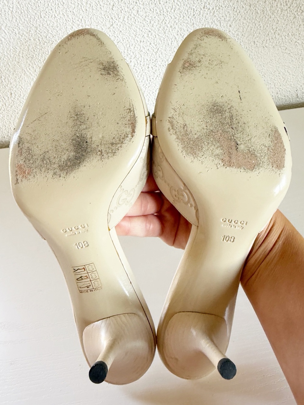 Gucci White Guccissima GG Horsebit Leather Mule Heels Size 10B Mystic White - Picture 13 of 14